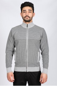 MEDIUM GRAY COLOR ZİP-THROUGH CARDİGAN WİTH WOOL