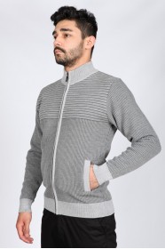 MEDIUM GRAY COLOR ZİP-THROUGH CARDİGAN WİTH WOOL