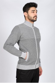 MEDIUM GRAY COLOR ZİP-THROUGH CARDİGAN WİTH WOOL