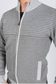 MEDIUM GRAY COLOR ZİP-THROUGH CARDİGAN WİTH WOOL