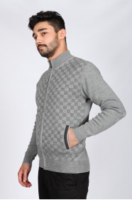 MEDIUM GRAY COLOR ZİP-THROUGH CARDİGAN WİTH WOOL