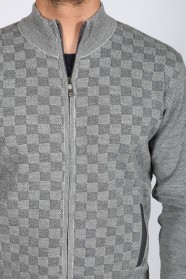 MEDIUM GRAY COLOR ZİP-THROUGH CARDİGAN WİTH WOOL