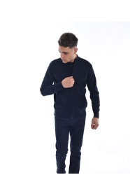 NAVY BLUE COLOR ZİP-THROUGH CARDİGAN WİTH WOOL