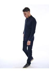 NAVY BLUE COLOR ZİP-THROUGH CARDİGAN WİTH WOOL