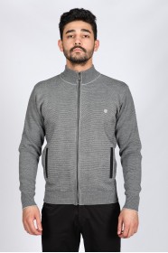 MEDIUM GRAY COLOR ZİP-THROUGH CARDİGAN WİTH WOOL