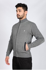 MEDIUM GRAY COLOR ZİP-THROUGH CARDİGAN WİTH WOOL