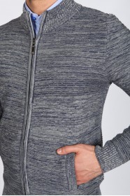 MEDIUM GRAY COLOR ZİP-THROUGH CARDİGAN WİTH WOOL