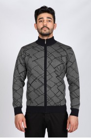 DARK GREY FULL-ZIPPER JUMPER
