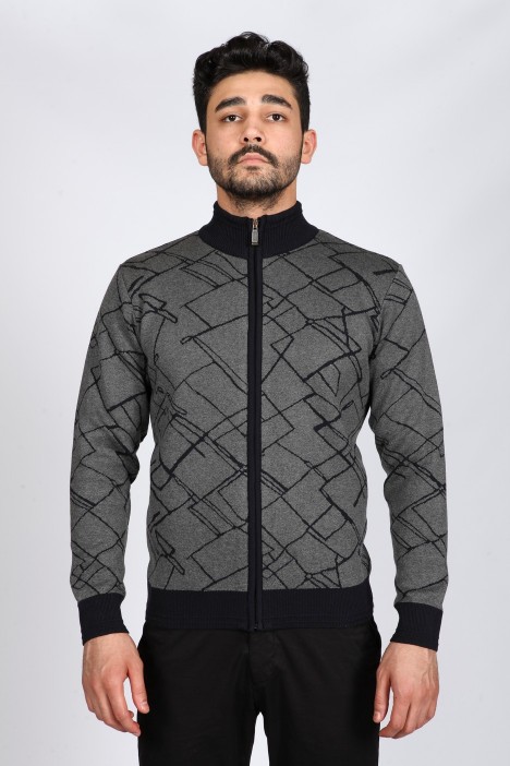 DARK GREY FULL-ZIPPER JUMPER