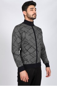 DARK GREY FULL-ZIPPER JUMPER