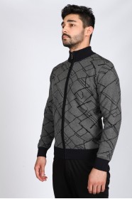 DARK GREY FULL-ZIPPER JUMPER
