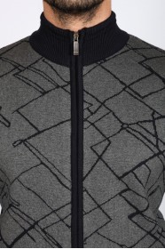 DARK GREY FULL-ZIPPER JUMPER