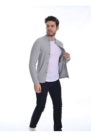 ﻿﻿ Yün Mont Dik Yaka 3kat Orta Gri