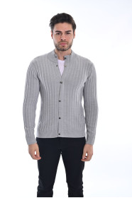 ﻿﻿ Yün Mont Dik Yaka 3kat Orta Gri