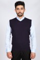 KNIT VEST WITH EMBOSSED PATTERNED. DARK-PURPLE
