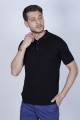 BLACK COLOUR, SHORT SLEEVE, POLO NECK, REGULAR MOLD, 100% COTTON SWEATER