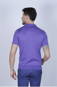 LILAC COLOUR, SHORT SLEEVE, POLO NECK, REGULAR MOLD, 100% COTTON SWEATER