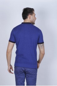 NAVY BLUE COLOUR, SHORT ZİPPER SLEEVE, ZİPPER POLO NECK, REGULAR MOLD, 100% COTTON SWEATER