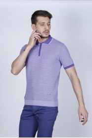 LILAC COLOUR, SHORT SLEEVE, ZİPPER POLO NECK, REGULAR MOLD, 100% COTTON SWEATER