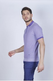 LILAC COLOUR, SHORT SLEEVE, ZİPPER POLO NECK, REGULAR MOLD, 100% COTTON SWEATER