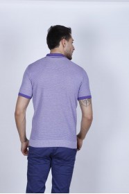 LILAC COLOUR, SHORT SLEEVE, ZİPPER POLO NECK, REGULAR MOLD, 100% COTTON SWEATER