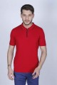 RED COLOUR, SHORT SLEEVE, ZİPPER POLO NECK, REGULAR MOLD, 100% COTTON SWEATER