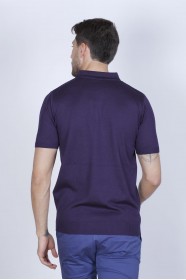 DARK PURPLE COLOUR, SHORT SLEEVE, POLO NECK, REGULAR MOLD, 100% COTTON SWEATER