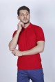 RED COLOUR, SHORT SLEEVE, ZİPPER POLO NECK, REGULAR MOLD, 100% COTTON SWEATER