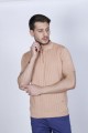 SALMON COLOUR, SHORT SLEEVE, POLO NECK, REGULAR MOLD, 100% COTTON SWEATER