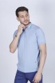 SALMON COLOUR, SHORT SLEEVE, POLO NECK, REGULAR MOLD, 100% COTTON SWEATER