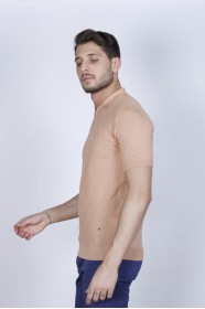 SHORT SLEEVE, ZİPPER POLO NECK, REGULAR MOLD, 100% COTTON SWEATER. DRIEDROSE