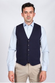 LIGHT DARK BLUE COLOR WOOL KNİTTED WAİSCOAT