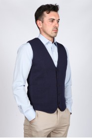 LIGHT DARK BLUE COLOR WOOL KNİTTED WAİSCOAT