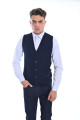 LIGHT DARK BLUE COLOR WOOL KNİTTED WAİSCOAT