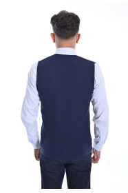 LIGHT DARK BLUE COLOR WOOL KNİTTED WAİSCOAT