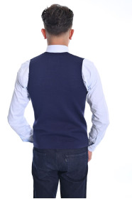 MELANGE LIGHT BLUE COLOR WOOL KNİTTED WAİSCOAT