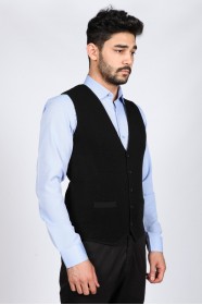 BLACK COLOR WOOL KNİTTED WAİSCOAT
